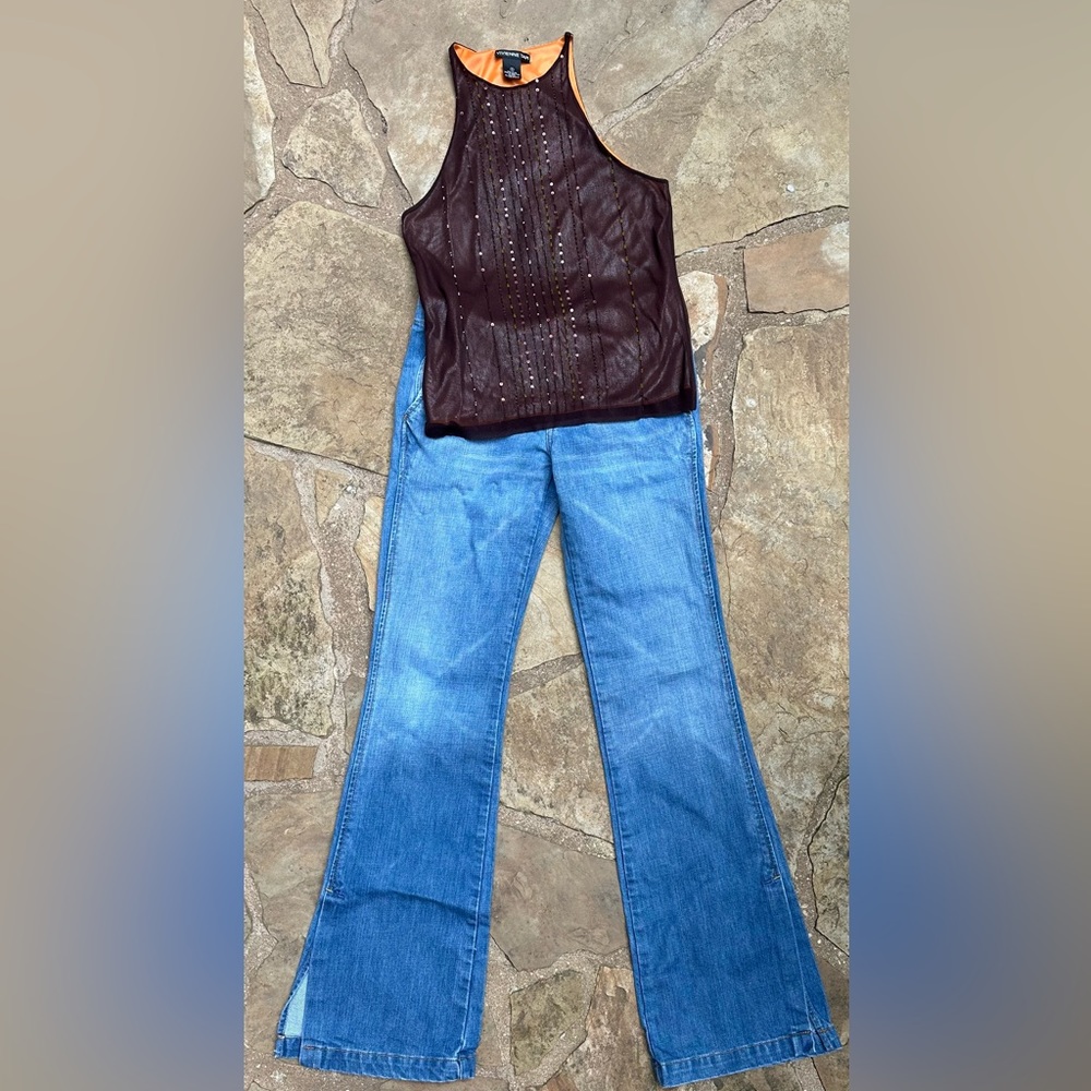 Vintage Vivienne Tam Mesh Beaded Tank